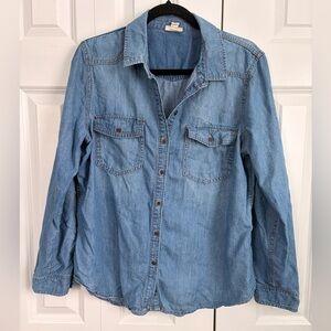 a.n.a Lightweight Denim Button Up Top